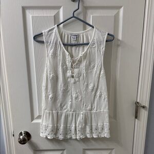 Lucky Brand Ivory Lace Peplum Blouse